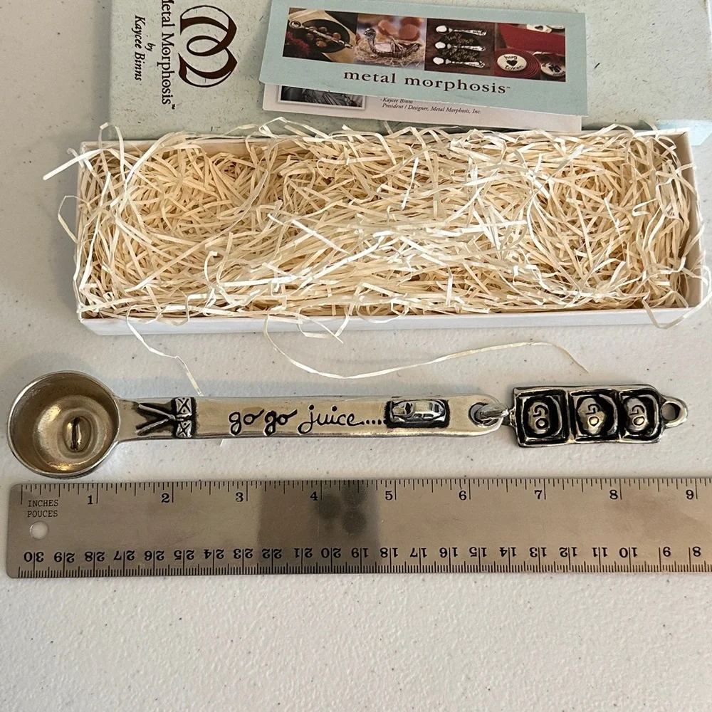 Pewter Coffee Spoon Scoop “Go Go Juice” NWT Metal Morphosis Kaycee Binns - Picture 11 of 11